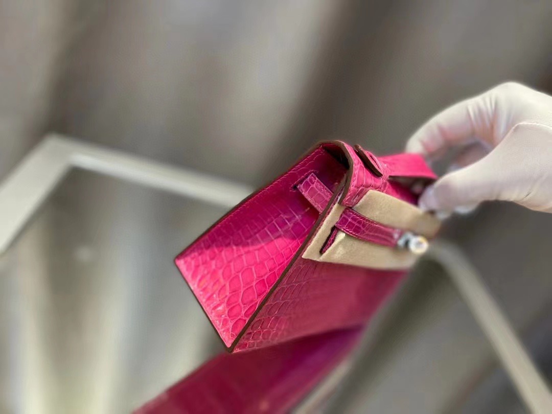 에르메스 켈리 포쉐트 립스틱 은장 샤이니 악어가죽